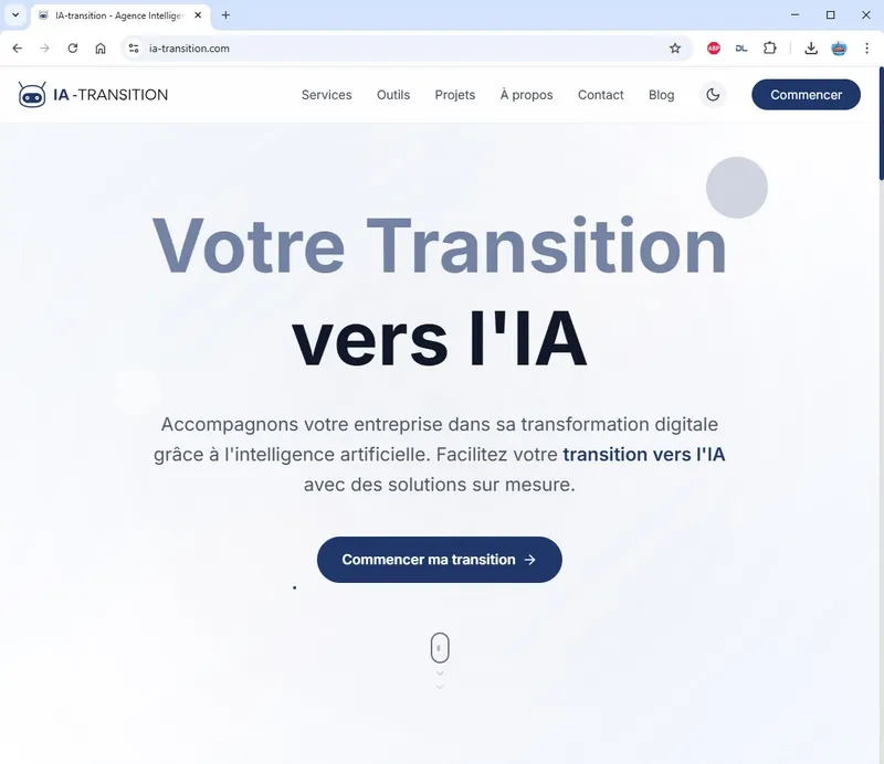 Aperçu du site IA Transition