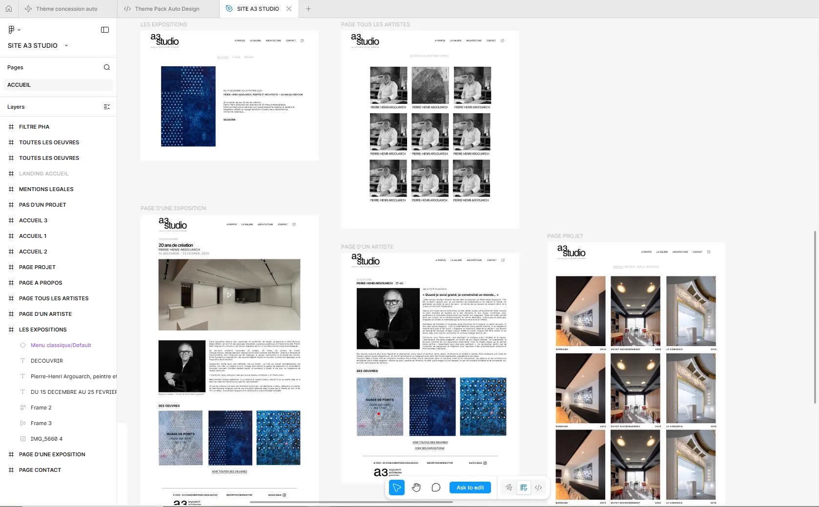 A3 Studio Galerie - Site galerie d'art - A3 Studio Site Figma Pages Interieures