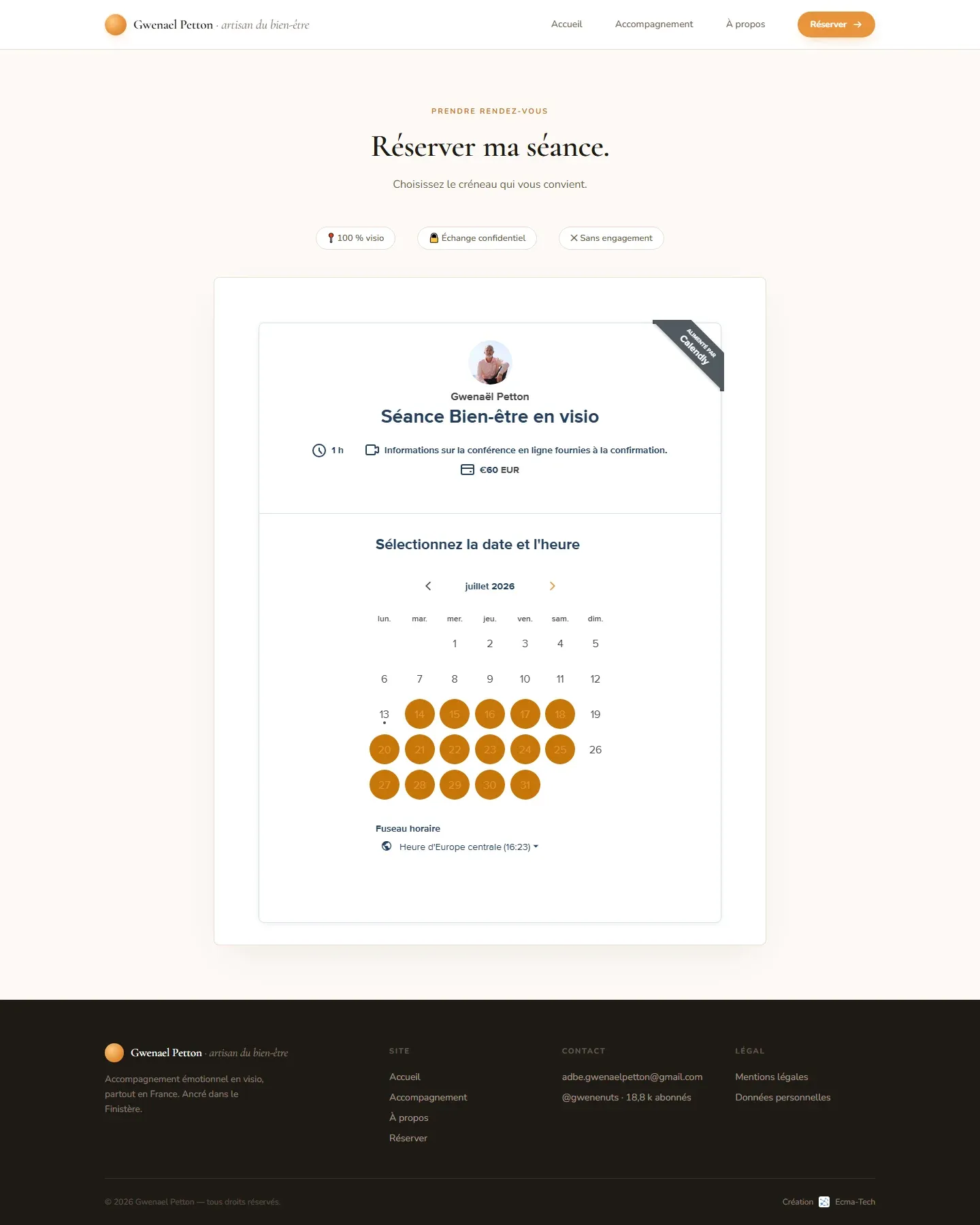 Artisan du bien-être - Site vitrine avec réservation en ligne - Artisan Du Bien Etre Site Contact
