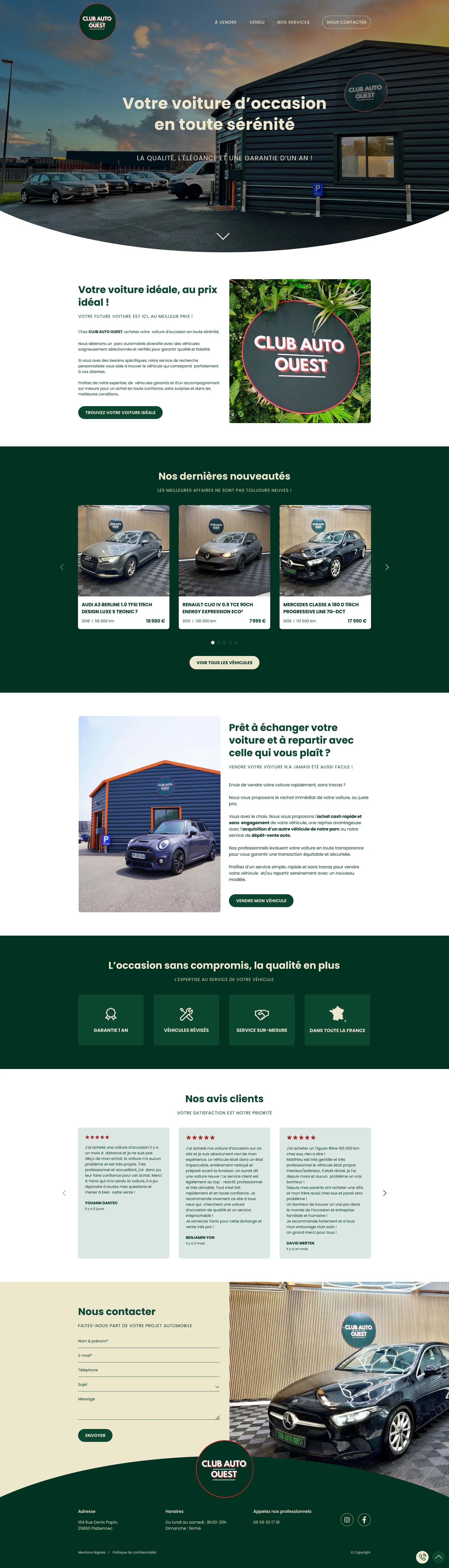Club Auto Ouest - Site vitrine concessionnaire automobile - Club Auto Ouest Site Accueil