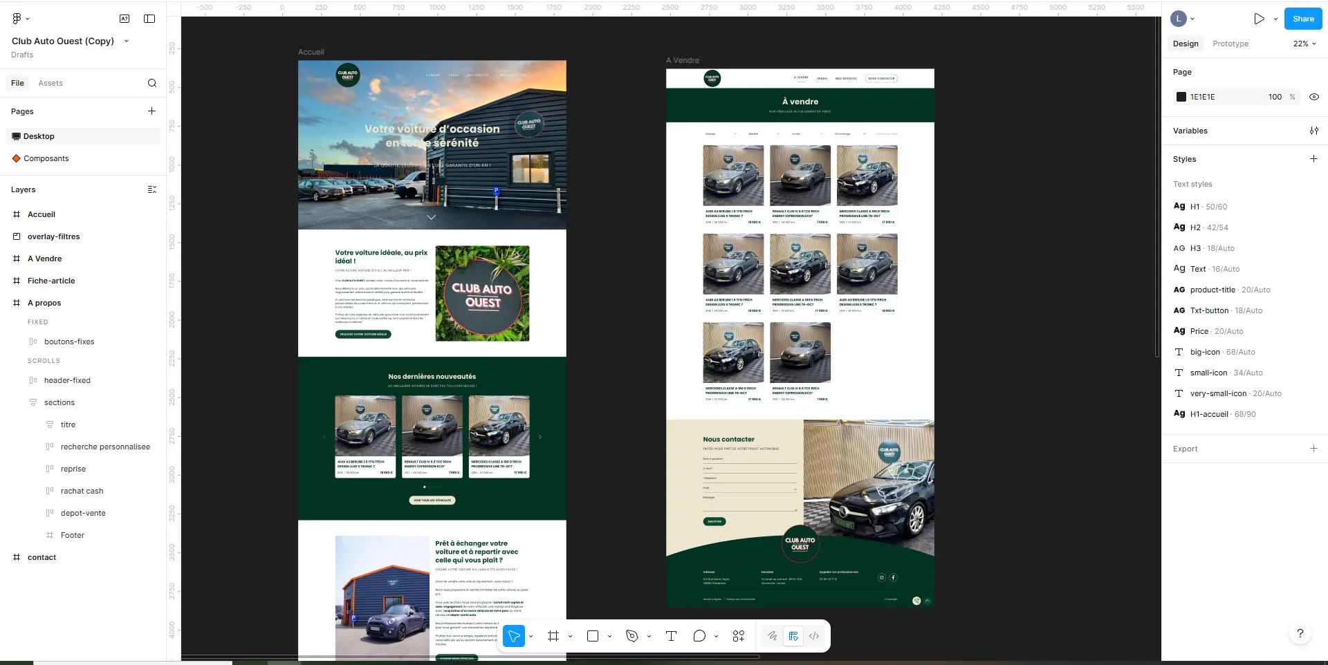 Club Auto Ouest - Site vitrine concessionnaire automobile - Club Auto Ouest Site Figma Desktop Accueil