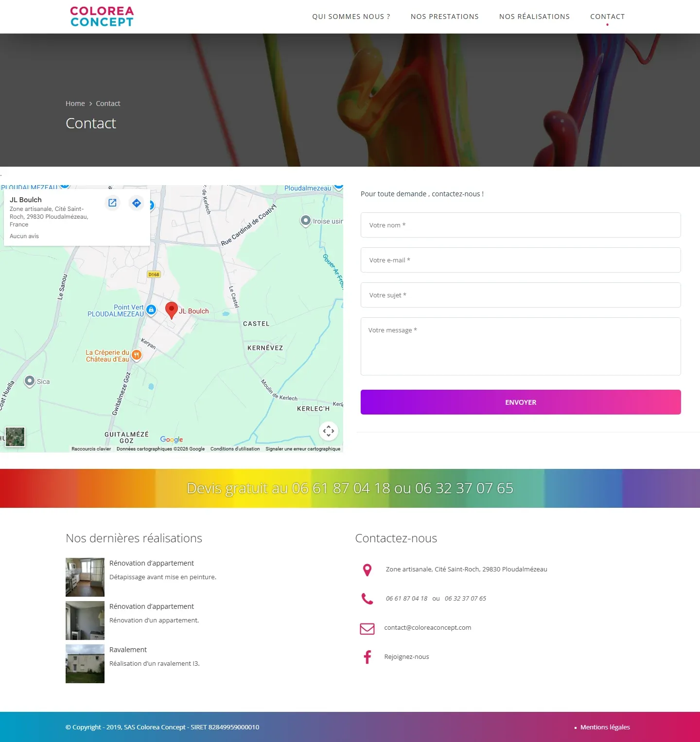 Colorea Concept - Site vitrine artisan peintre - Colorea Concept Site Contact