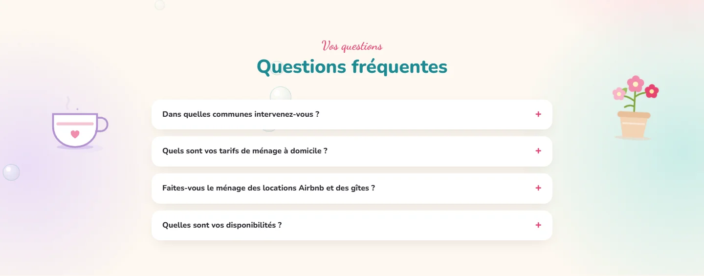 Douceur & Services - Site vitrine pour une activité de services à domicile - Douceur Services Site Faq