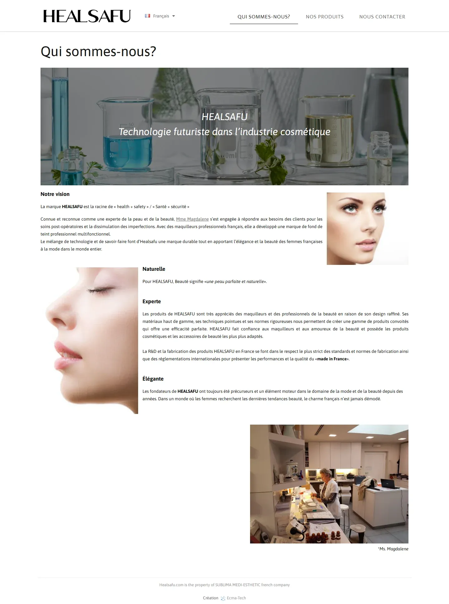 Healsafu - Site vitrine marque cosmétique - Healsafu Site Qui Sommes Nous