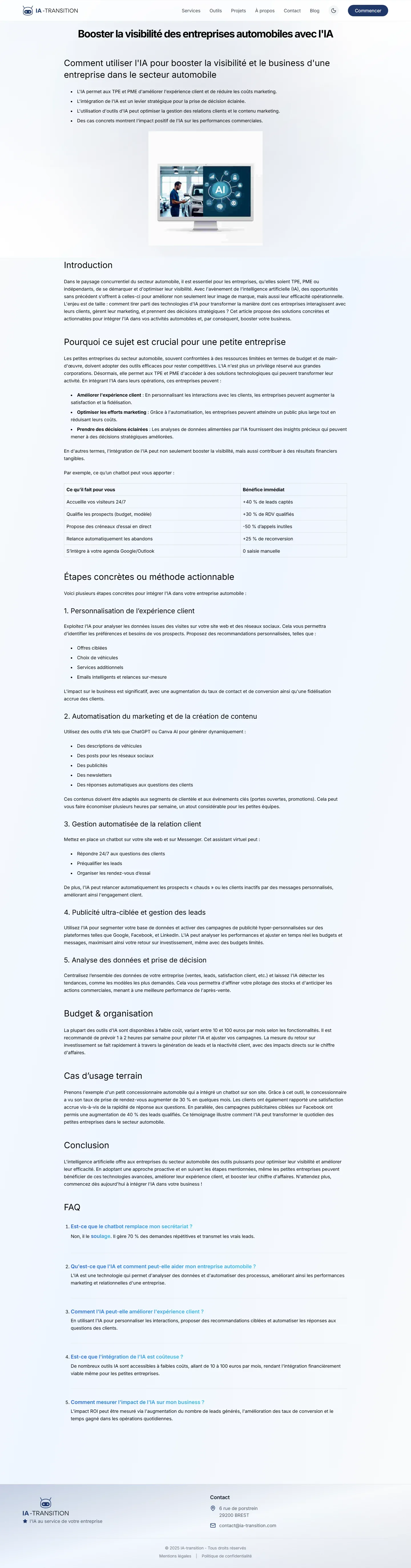 IA Transition - Site vitrine consultant IA - Ia Transition Site Blog Ia Automobile Visibilite Business