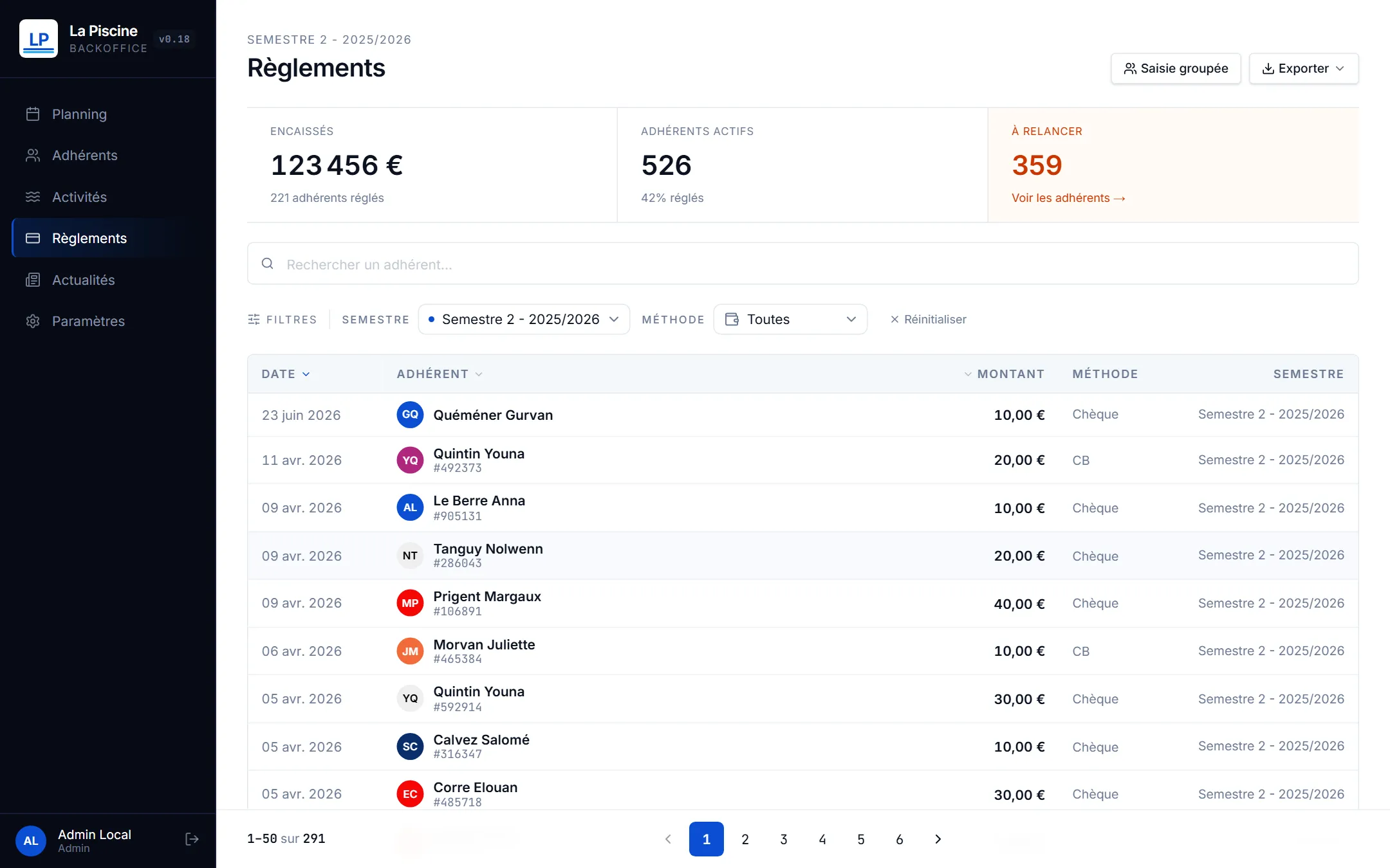 La Piscine de Plouzané - Application de réservation & gestion de club - La Piscine Plouzane Admin Reglements