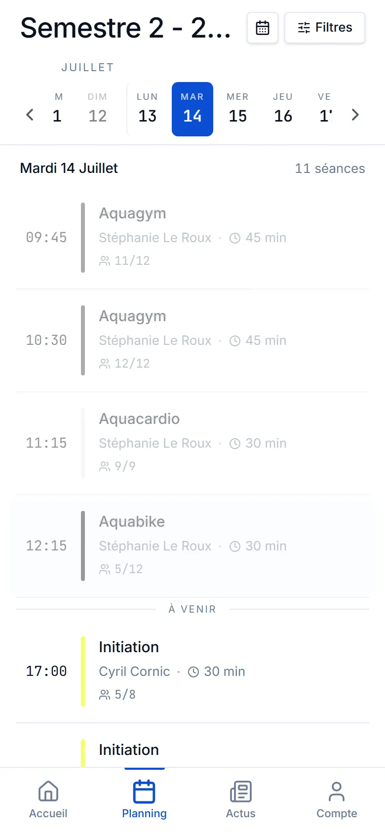 La Piscine de Plouzané - Application de réservation & gestion de club - La Piscine Plouzane App Planning
