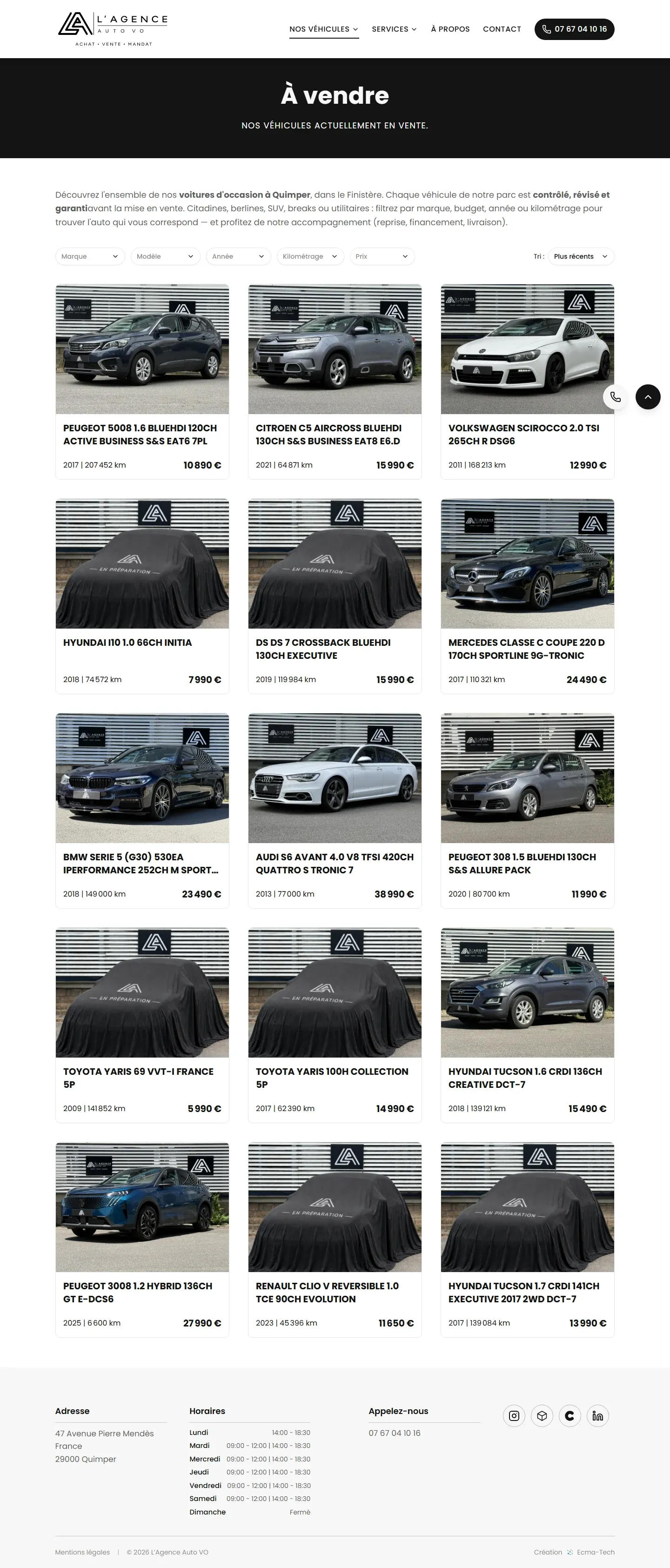 L'Agence Auto VO - Site vitrine concession automobile - Lagence Auto Vo Site A Vendre
