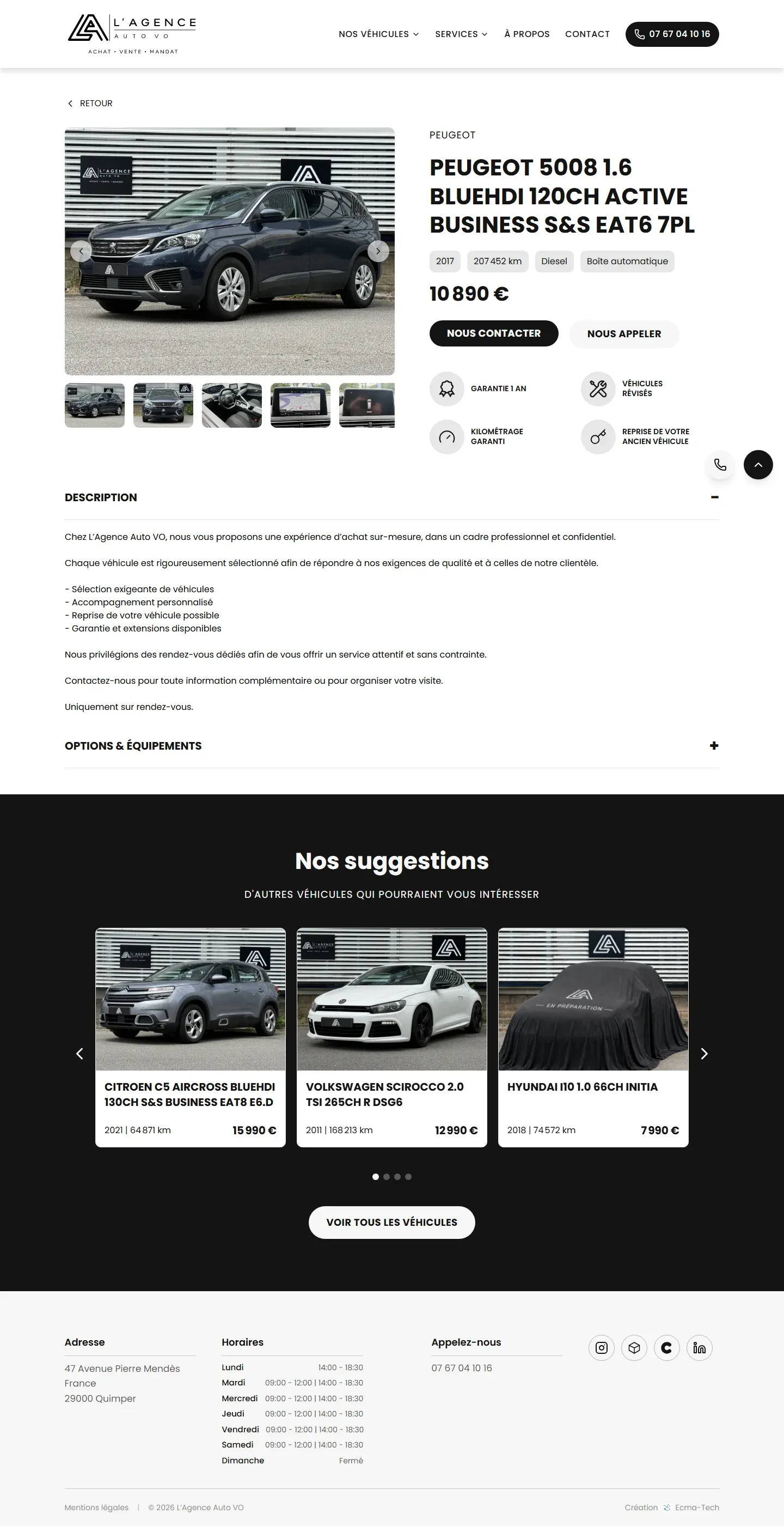 L'Agence Auto VO - Site vitrine concession automobile - Lagence Auto Vo Site Fiche Vehicule