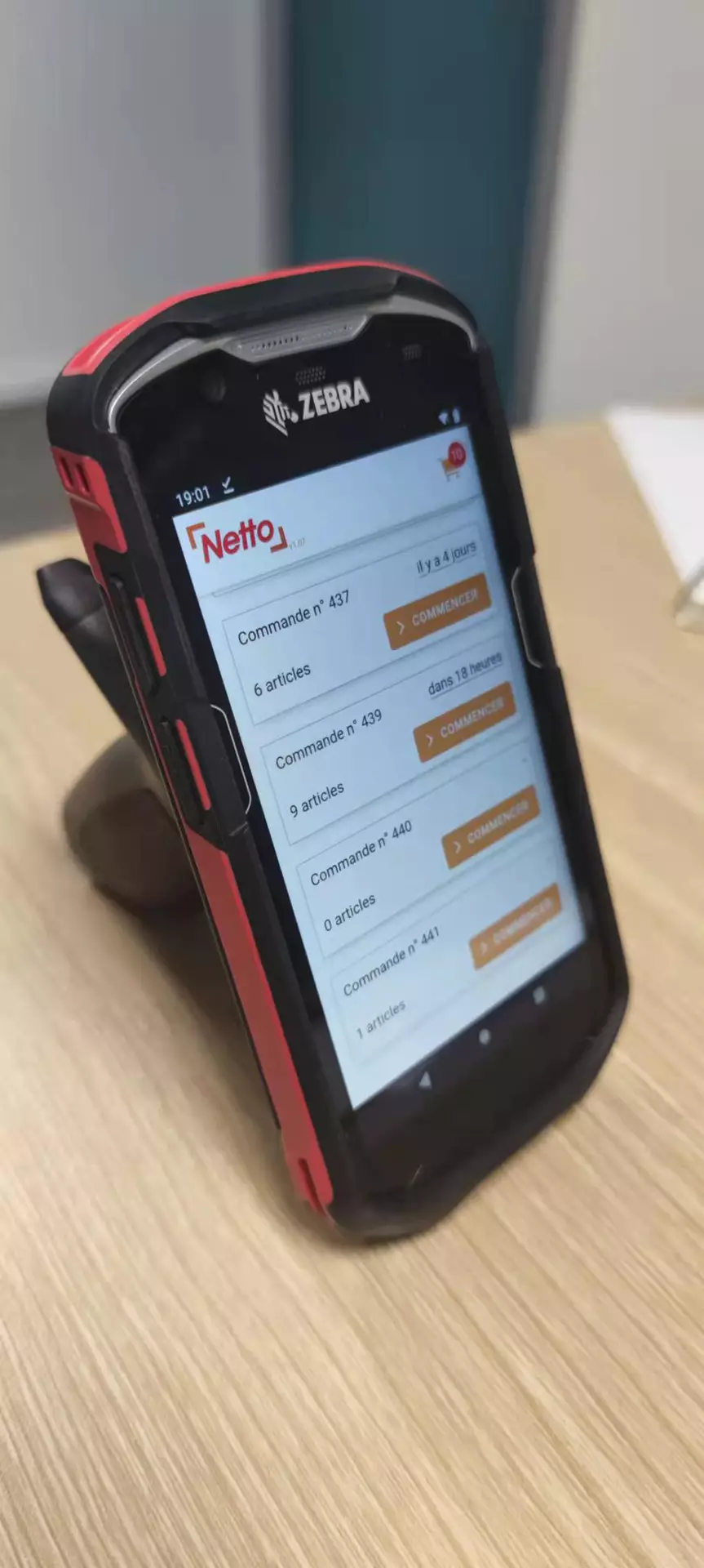 Netto Drive - Application de gestion des commandes - Netto Drive Terminal Zebra Liste Commandes