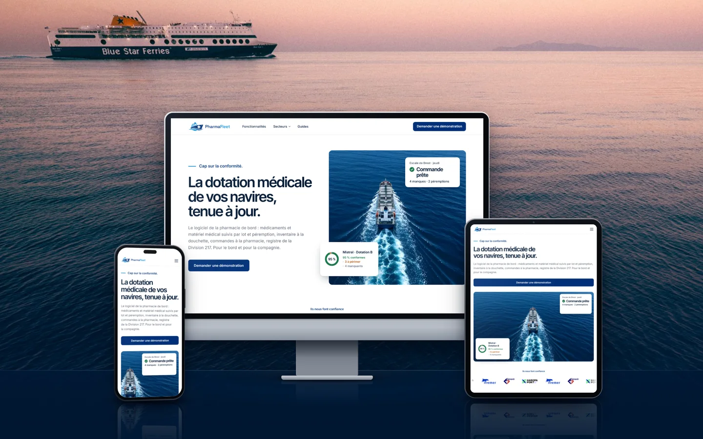 PharmaFleet - Site vitrine du logiciel de dotation médicale des navires