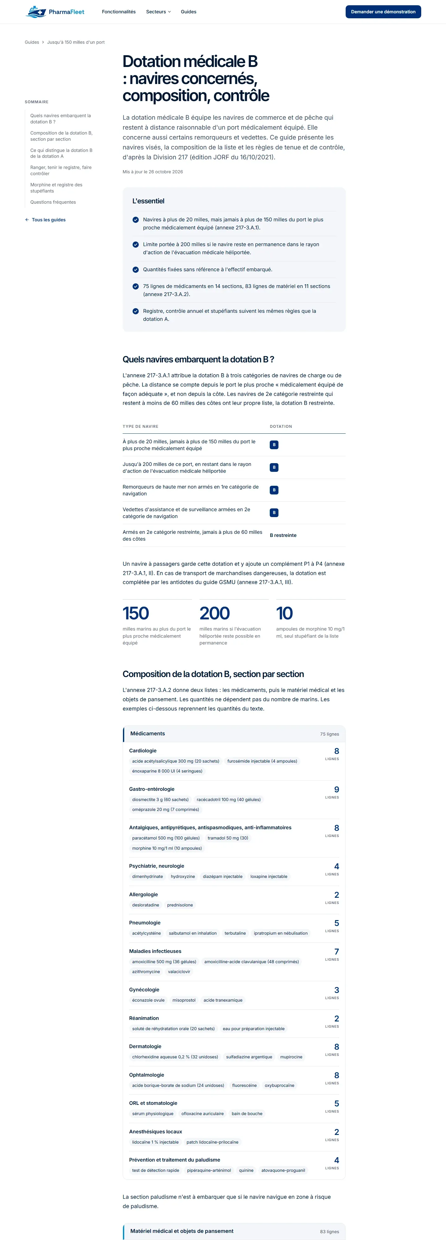 PharmaFleet - Site vitrine du logiciel de dotation médicale des navires - Pharmafleet Site Guides Dotation B