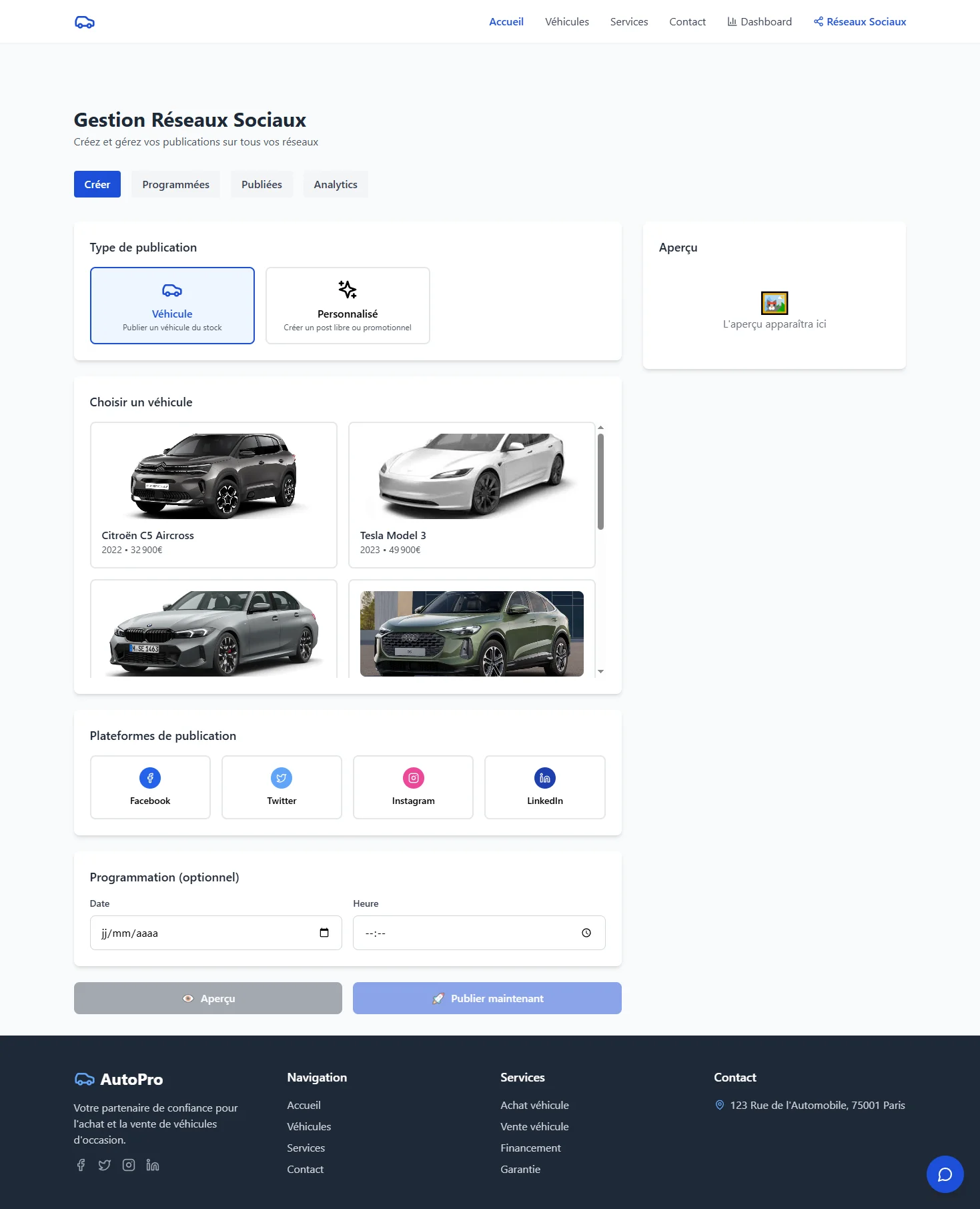 SmartNetwork - Gestion réseaux sociaux par IA - Smartnetwork Creation Post