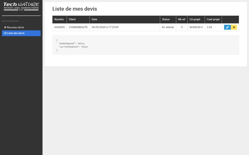 TechErp - ERP de gestion de devis cosmétiques - Techerp 2